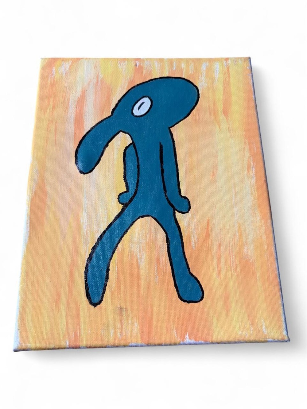 Bold and Brash Squidward - Canvas Art on Orange Background